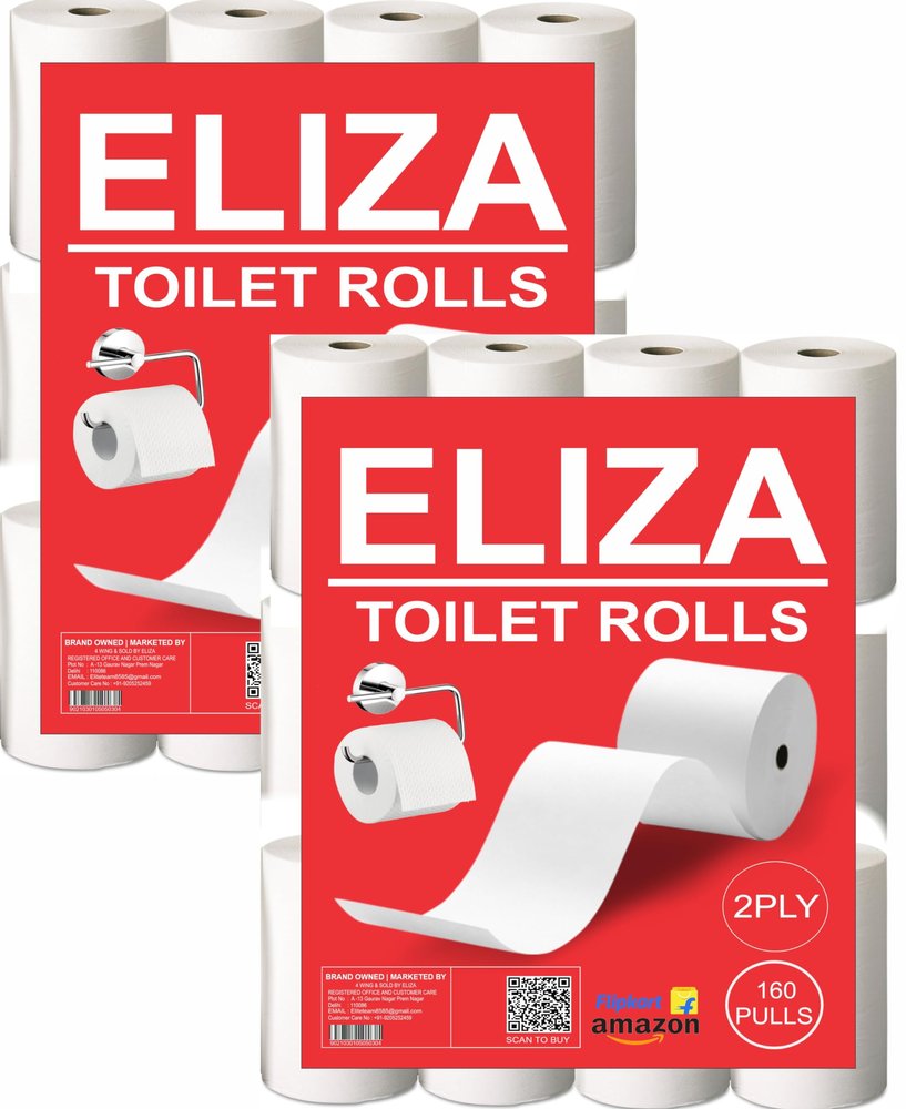 Eliza Disposable Toilet Paper Roll 3 Ply Pack of 12 (160 Pulls Each) 1920 Sheets Paper (Toilet Paper/Toilet Roll/Tissue Roll) - 9.8 x 10 cm Pack of 12 Toilet Tissue Paper Rolls (12x 160) Pulls (1920)