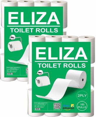 Eliza 3 Ply Toilet Paper Roll Pack of 12 (160 Pulls Each) 1920 Sheets Paper (Toilet Paper/Toilet Roll/Tissue Roll) - 9.8 x 10 cm Pack of 12 Toilet Tissue Paper Rolls (12x 160) Pulls (1920)