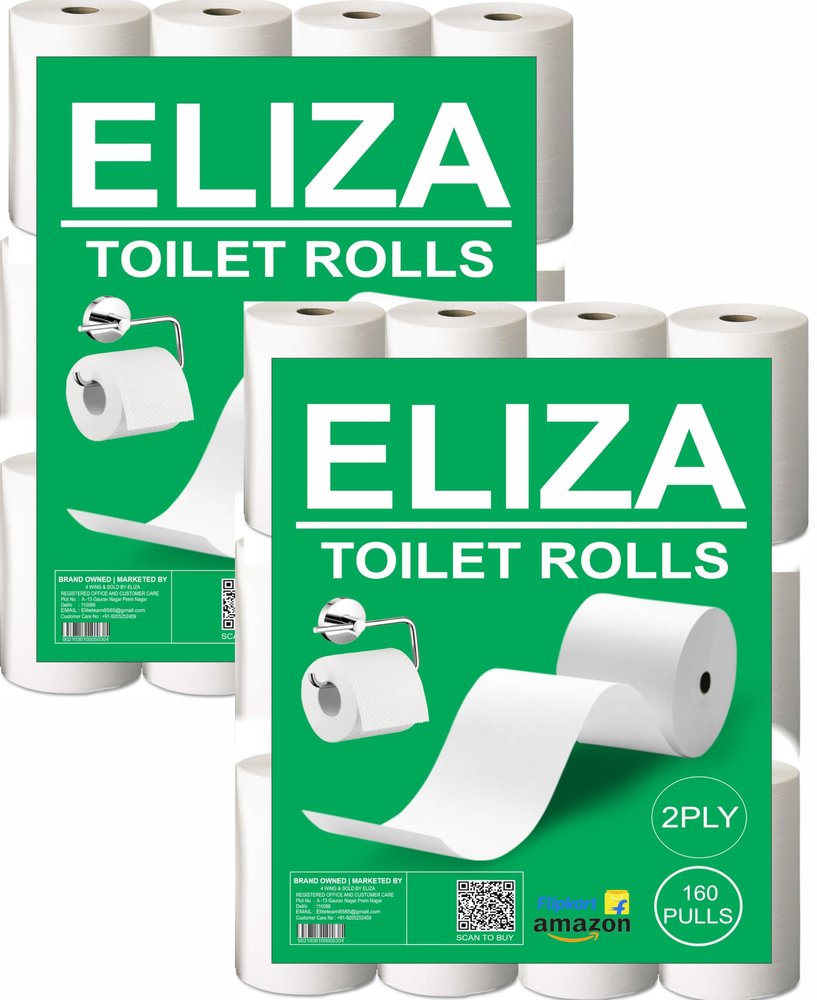 Eliza 3 Ply Toilet Paper Roll Pack of 12 (160 Pulls Each) 1920 Sheets Paper (Toilet Paper/Toilet Roll/Tissue Roll) - 9.8 x 10 cm Pack of 12 Toilet Tissue Paper Rolls (12x 160) Pulls (1920)