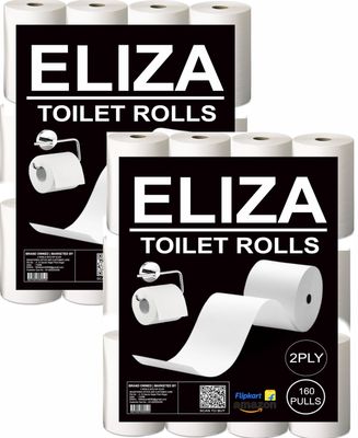 Eliza Premium Toilet Paper Roll 3 Ply Pack of 12 (160 Pulls Each) 1920 Sheets Paper (Toilet Paper/Toilet Roll/Tissue Roll) - 9.8 x 10 cm Pack of 12 Toilet Tissue Paper Rolls (12x 160) Pulls (1920)