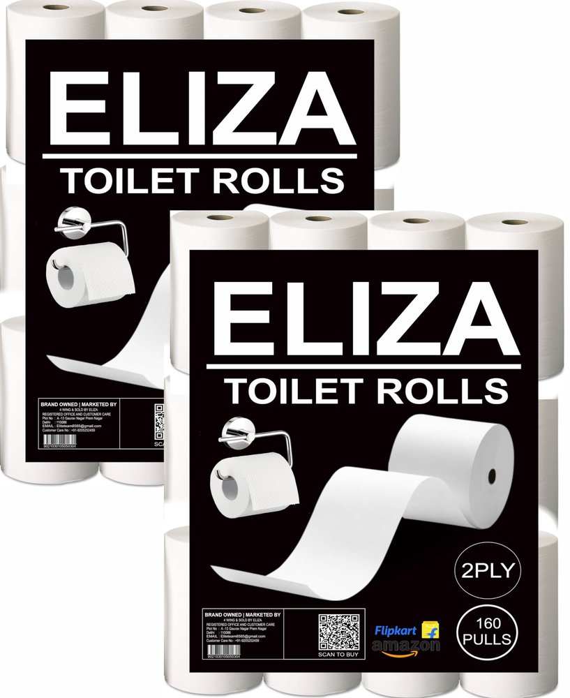 Eliza Premium Toilet Paper Roll 3 Ply Pack of 12 (160 Pulls Each) 1920 Sheets Paper (Toilet Paper/Toilet Roll/Tissue Roll) - 9.8 x 10 cm Pack of 12 Toilet Tissue Paper Rolls (12x 160) Pulls (1920)