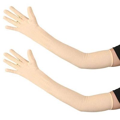 F Y V Cotton Full Finger Hand Arm Sleeves for Unisex UV Sunburn and Dust Protection Arm Covers for Outdoor Riding Driving Biking and Daily Use