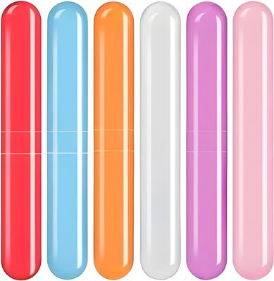 Oblivion Toothbrush Holder 6 Pc - Plastic Anti-Bacterial Travel Protectors for Oral Care - Portable Brush Holder for Bathroom Wall, Trip & Travel - Multicolor Toothbrush Case Box & Cover Container Set