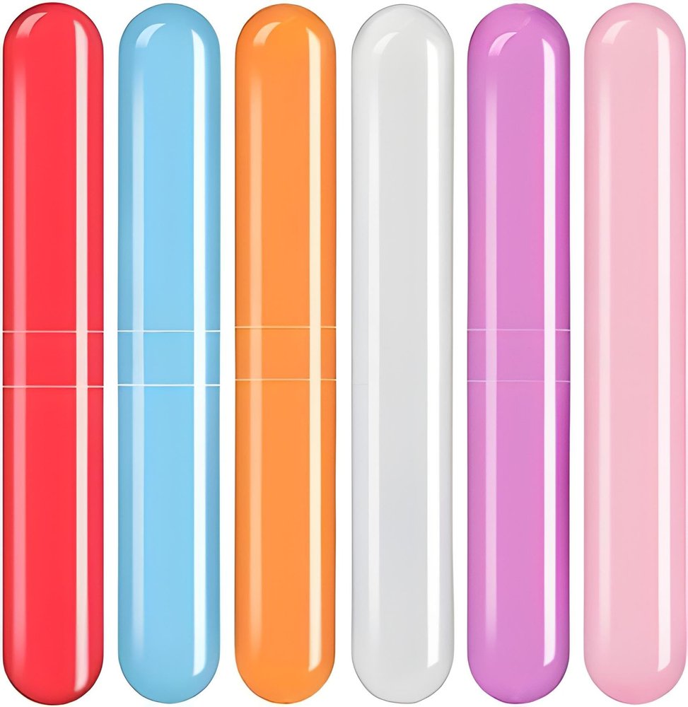 Oblivion Toothbrush Holder 6 Pc - Plastic Anti-Bacterial Travel Protectors for Oral Care - Portable Brush Holder for Bathroom Wall, Trip & Travel - Multicolor Toothbrush Case Box & Cover Container Set