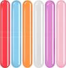 Oblivion Toothbrush Holder 6 Pc - Plastic Anti-Bacterial Travel Protectors for Oral Care - Portable Brush Holder for Bathroom Wall, Trip & Travel - Multicolor Toothbrush Case Box & Cover Container Set view 1