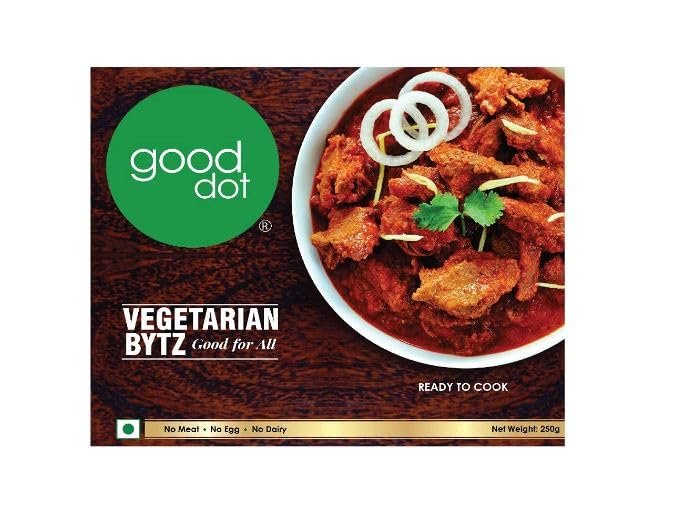 GoodDot Vegetarian Bytz - Ready to Cook | Plant Based Meat || Vegetarian & Vegan Friendly || Zero Cholesterol || High Dietary Fiber || Mock Meat || Veg Meat (250 g) Pack of 4