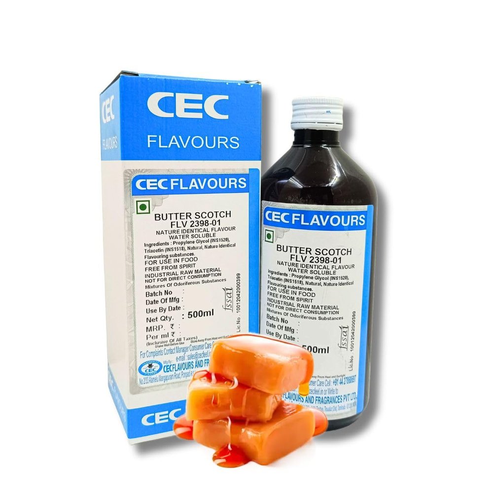CEC BUTTERSCOTCH FLV 2398-01 Flavour/Essence (Used as food flavouring agent and also for making dessert, food and many more)- 500 ML Pack