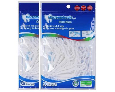 CSOK Dental Floss Picks, Travel Pack, Glides Easy Between Teeth, Flosser Helps Prevent Tooth Decay & Gum Disease, Easy Grip Handle (Pack of 100pcs)