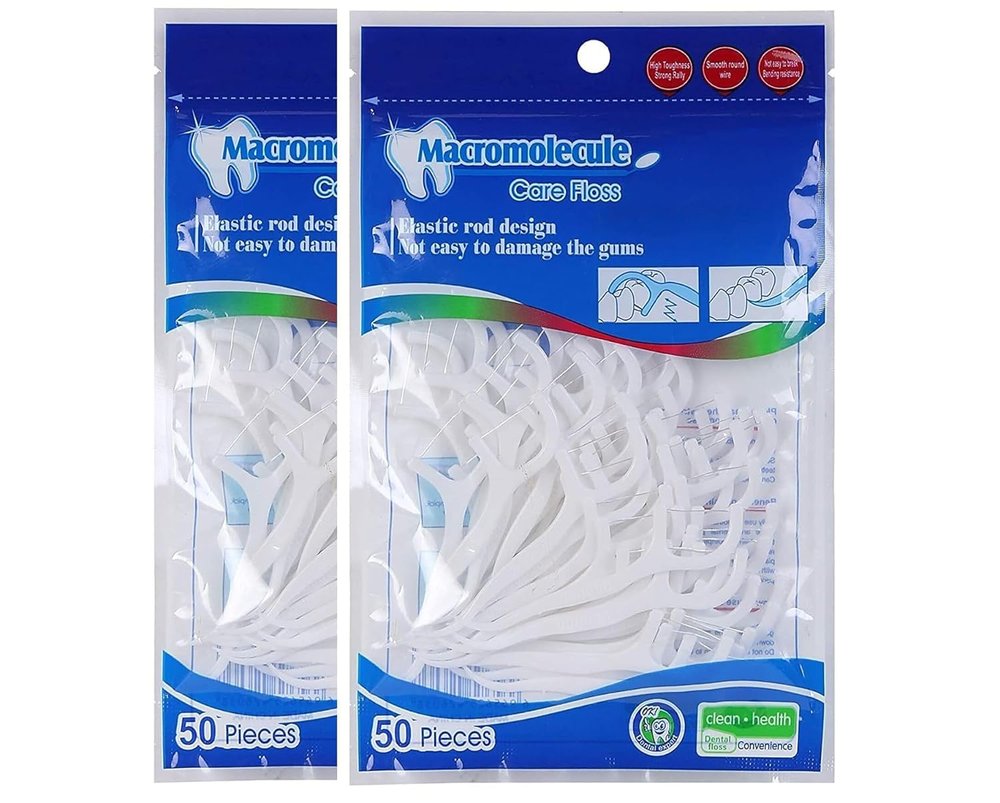 CSOK Dental Floss Picks, Travel Pack, Glides Easy Between Teeth, Flosser Helps Prevent Tooth Decay & Gum Disease, Easy Grip Handle (Pack of 100pcs)