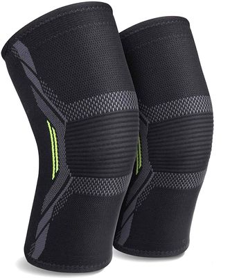 KEYCRAZEKnee Support for Men (1Pair) Ortho Knee Cap Women | Knee Sleeves for Running Jogging Gym Squats | 4 Way Compression Knee Sleeves | Sleeves for Sports Arthritis Pain (Green and Black, S) (M)