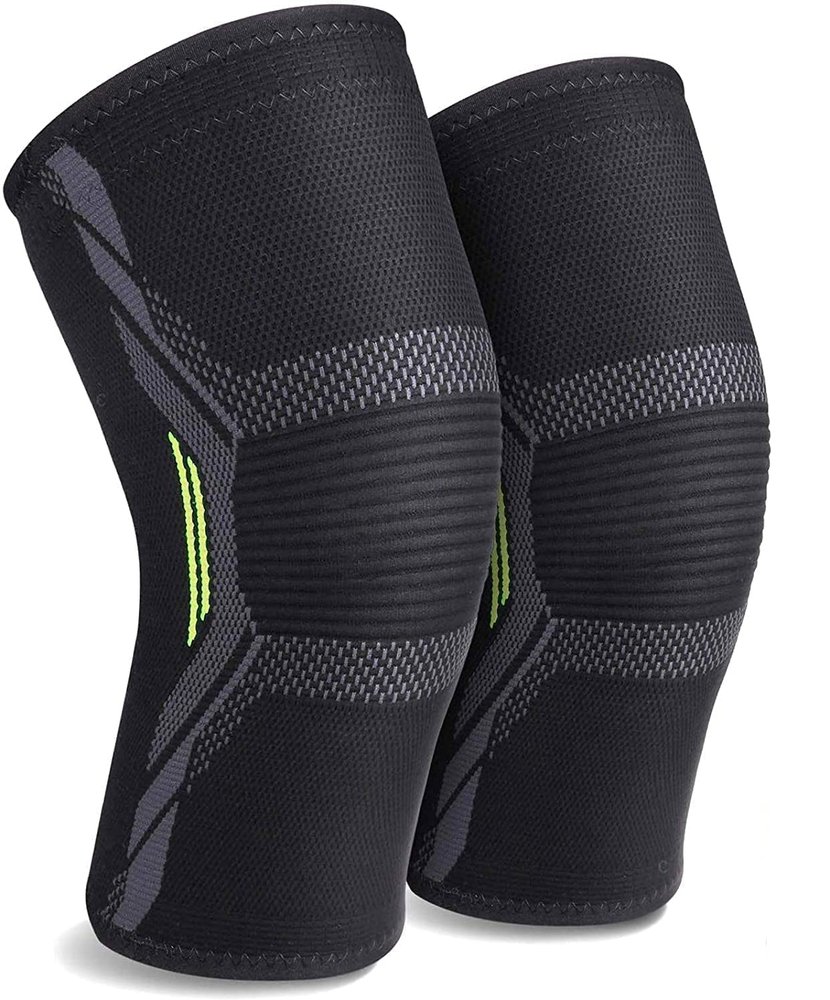 KEYCRAZEKnee Support for Men (1Pair) Ortho Knee Cap Women | Knee Sleeves for Running Jogging Gym Squats | 4 Way Compression Knee Sleeves | Sleeves for Sports Arthritis Pain (Green and Black, S) (M)