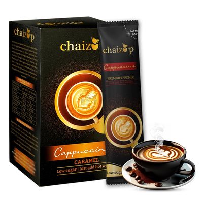 Chaizup Premium 1 Min Instant Caramel Coffee Premix - 6 Sachets | Caramel Flavours | 6 Servings | 120g