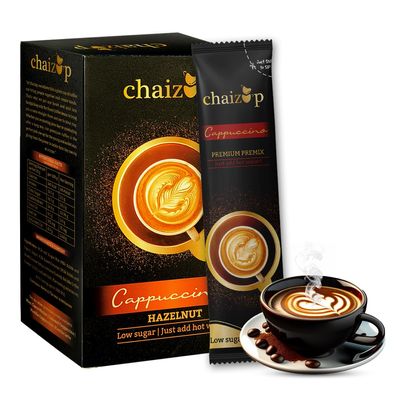 Chaizup Premium 1 Min Instant Hazelnut Coffee Premix - 6 Sachets | Hazelnut Flavours | 6 Servings | 120g