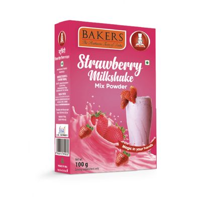 BAKERS Milk Shake Mix Powder - Strawberry Flavor (100g x 6, 600g) | Instant Thick & Creamy Shake Mix | Rich & Delicious Dessert Drink | Ready to Mix with Milk | No Preservatives |Ready in 30 Sec