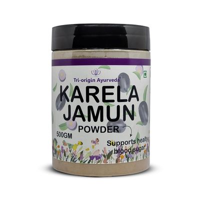 Tri-Origin Ayurveda 100% Natural and Premium Karela Jamun Powder 500 gm Helps to Control Sugar Level and Regulate Metabolism