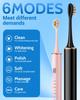 Aneebart Black & Pink Electric Toothbrush for Adults, 2 Pack ToothbrushUSB Rechargeable Sonic Toothbrush with 12 Brush Heads, Smart Timer, 6 Modes, 2-Hour Fast Charge Last 30 Days view 3