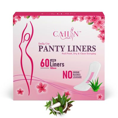 Cailin Care Aloevera Infused Cottony Soft Anion Chip Ultra Thin Panty Liner for Women (Pack of 60 Large Liners) (Large Size - 180mm)