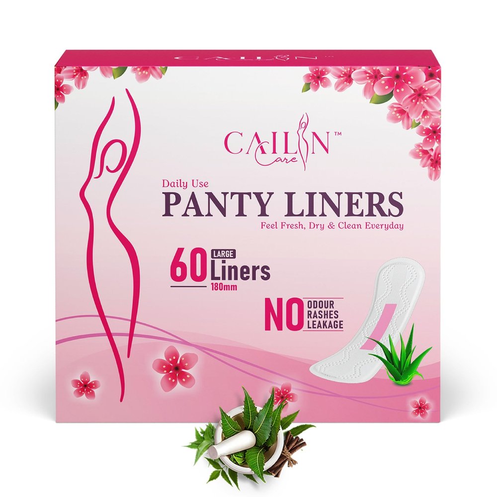 Cailin Care Aloevera Infused Cottony Soft Anion Chip Ultra Thin Panty Liner for Women (Pack of 60 Large Liners) (Large Size - 180mm)