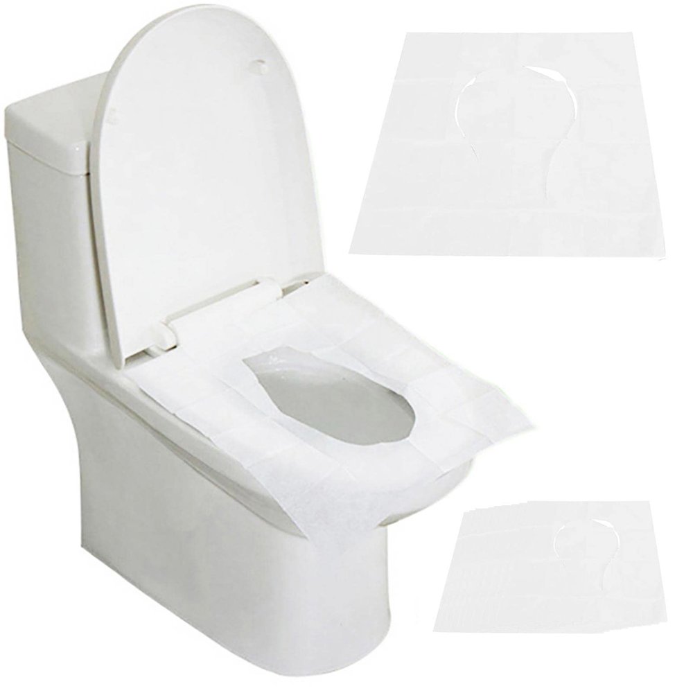 F FABOBJECTS Toilet Seat Papers - Universal 10PCS Comfortable Portable Toilet Paper Seats | Soft Water Soluble Paper Toilet Liners Wood Pulp Paper Flushable for Hospitals Train Stations Malls