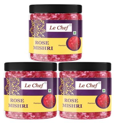 Le Chef Premium Rose Flavoured Mishri | SUGAR CRYSTALS | Combo Pack Of 3 |350 gm x3