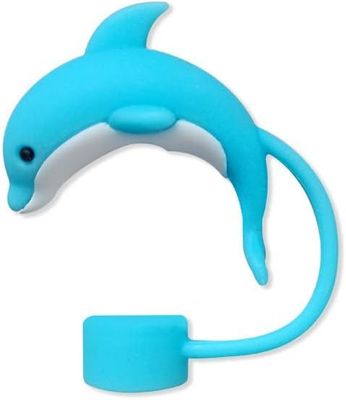 Dolphin Straw Cover for Stanley Cup, 10mm Silicone Straw Covers for Stanley Cup Accessories, Cute Topper for Tumblers, Cap Stopper for Reusable Straws Tip Lids (DM366)