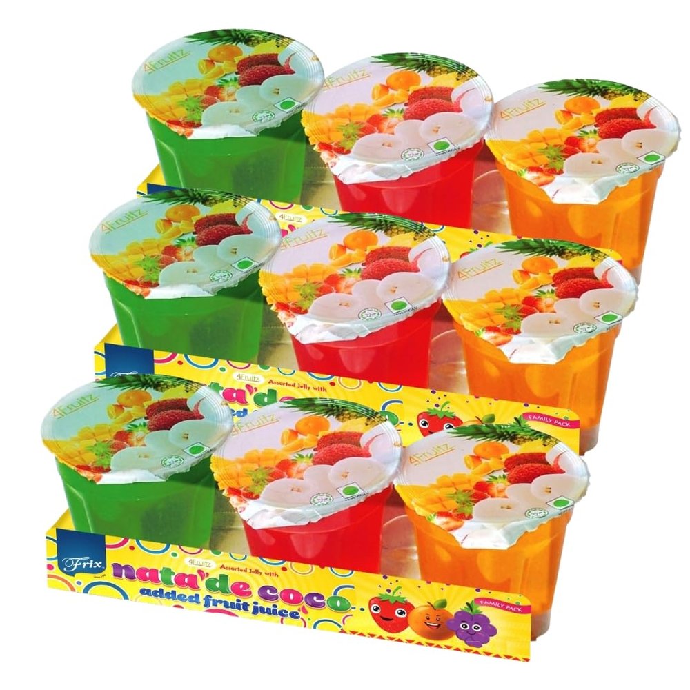 Frix Big Cup Assorted Fruit Flavoured Jelly with Nata De Coco - 348g (Pack of 3)