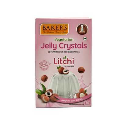 BAKERS Jelly Crystals | Litchi Flavour | 100% Vegetarian | Silky & Sweet Texture | Authentic Flavour | Instant Dessert Premix | Easy-to-Make Pack of 6 (90 gm x 6)