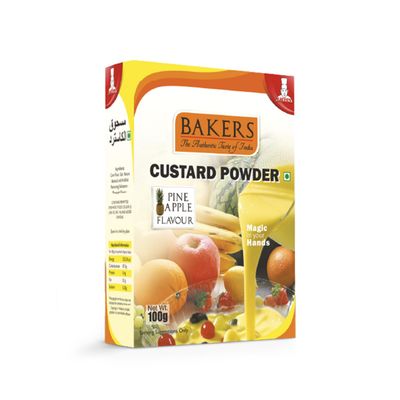 BAKERS Custard Powder | Pineapple Flavor | (100g x 6, 600g) | Contains No Eggs | Long Shelf Life | Makes Smooth, Creamy, Testy & Juicy Custard | Quick & Easy to Make |Best For Fruit Salads & Puddings
