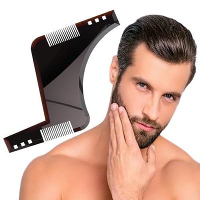 Prime Transparent Beard Shaping & Styling Comb/Beard Shaper Tool for Mustache Sideburns, Jaw Cheek/Neck Line, Symmetric/Curve/Step Cut for Men and Boys (Beard Comb Multicolour)