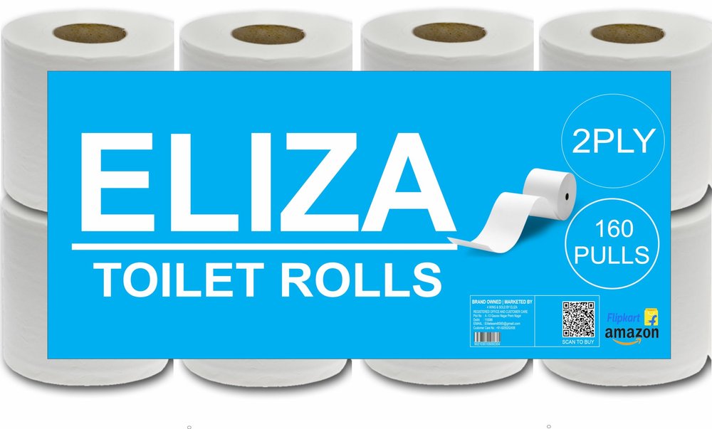 Eliza 2 Ply So Soft Toilet RolL Pack of 8 (160 Pulls Each) 4800 Sheets Disposable Paper (Toilet Paper/Toilet Roll/Tissue Roll) - 9.8 x 10 cm Pack of 8 Toilet Tissue Paper Rolls (8 x 160) Pulls (1280)