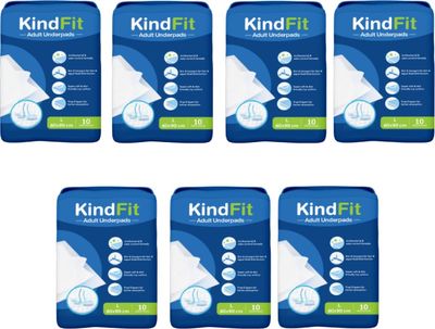 Kindfit Disposable Adult Underpads, Large (60x90 cm) Super Absorbent Polymer, Leak-Proof & Non-Slip Bedwetting & Incontinence Protection for Hospitals & Home Care Pack of 7