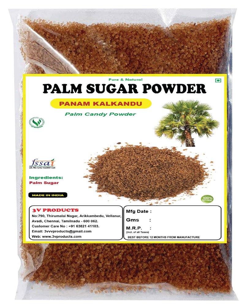 3V PRODUCTS Organic Palm Candy Powder | Palm Sugar Powder - Pack of 2x500g - Panam kalkandu Powder for Tea | Coffee | Food | Health Benefits | No Added Chemicals | No Color |No Preservatives
