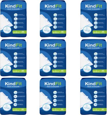 Kindfit Disposable Adult Underpads, Large (60x90 cm) Super Absorbent Polymer, Leak-Proof & Non-Slip Bedwetting & Incontinence Protection for Hospitals & Home Care Pack of 9