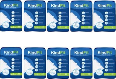 Kindfit Disposable Adult Underpads, Large (60x90 cm) Super Absorbent Polymer, Leak-Proof & Non-Slip Bedwetting & Incontinence Protection for Hospitals & Home Care Pack of 10