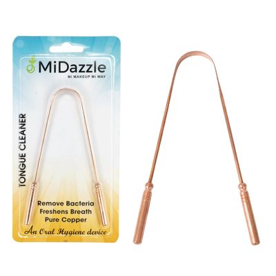 Midazzle Ayurvedic Copper Tongue Cleaner for Adults & Kids with Ergonomic Handle Natural Copper Tongue Scraper for Better Breath, Enhanced Oral Health, and Gentle Tongue Cleaning
