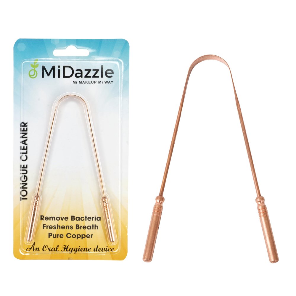 Midazzle Ayurvedic Copper Tongue Cleaner for Adults & Kids with Ergonomic Handle Natural Copper Tongue Scraper for Better Breath, Enhanced Oral Health, and Gentle Tongue Cleaning