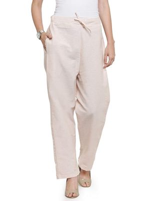 Aarsha Women's Cream Solid Cotton Pants (XS to 7XL)
