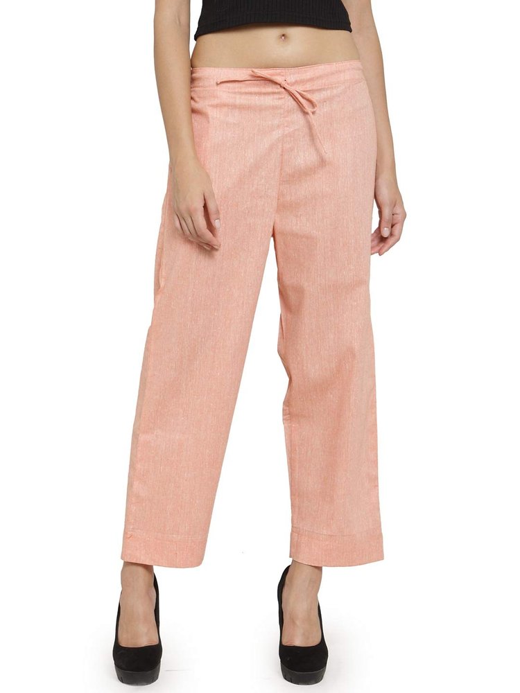 Aarsha Women's Peach Solid Cotton Pants (XS to 7XL)