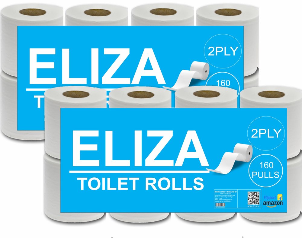Eliza 2 Ply Toilet Paper RolL Pack of 16 (160 Pulls Each) 2560 Sheets Disposable Paper (Toilet Paper/Toilet Roll/Tissue Roll) - 9.8 x 10 cm Pack of 16 Toilet Tissue Paper Rolls (16 x 160) Pulls (2560)