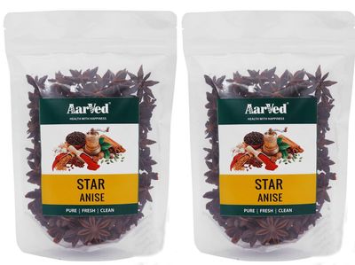 Aarved Star Anise (300g, Pack of 2 X 150 gms) Highly Aromatic, Natural Whole Chakri/Badhiyan Phool Seeds for Culinary Adventures
