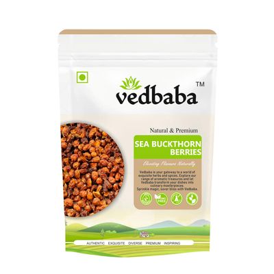 Ved Baba Himalayan Sea Buckthorn Berries - 250 GM | Dry Sea Buckthorn Berries | Nourishes skin | Rich in fatty acids | Sea No added sugar | Quality Source of Vitamins and Phytonutrients