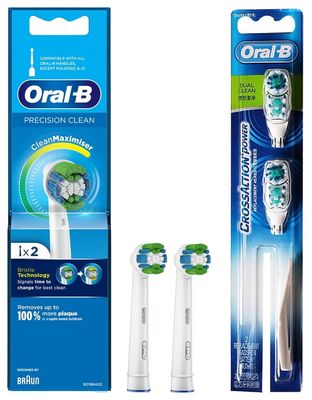 Oral-B Precision Clean Refills, Original Replaceable Brush Head, Pack of 2 & Oral-B CrossAction Power Toothbrush Replacement Head (Soft)