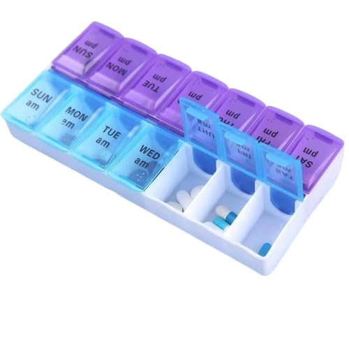 COZY nose - Weekly Pill Organizer | 2 Times a Day AM/PM Medicine Box | Color-Coded Pill Case with Easy-Open, See-Through Lids | BPA-Free, Travel Friendly, Twice-a-Day Pill Box for 7 Days Vitamins & Tablets (7 Days - AM/PM)