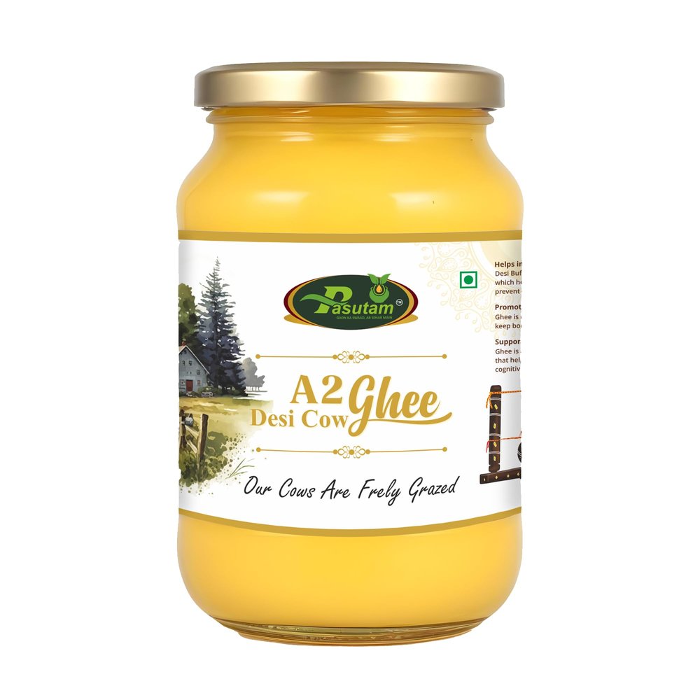 A2 Desi Cow Ghee 500ML | Glass Jar | Bilona Method | Curd-Churned |Pure, Natural & Healthy | Lab Tested A2 ghee