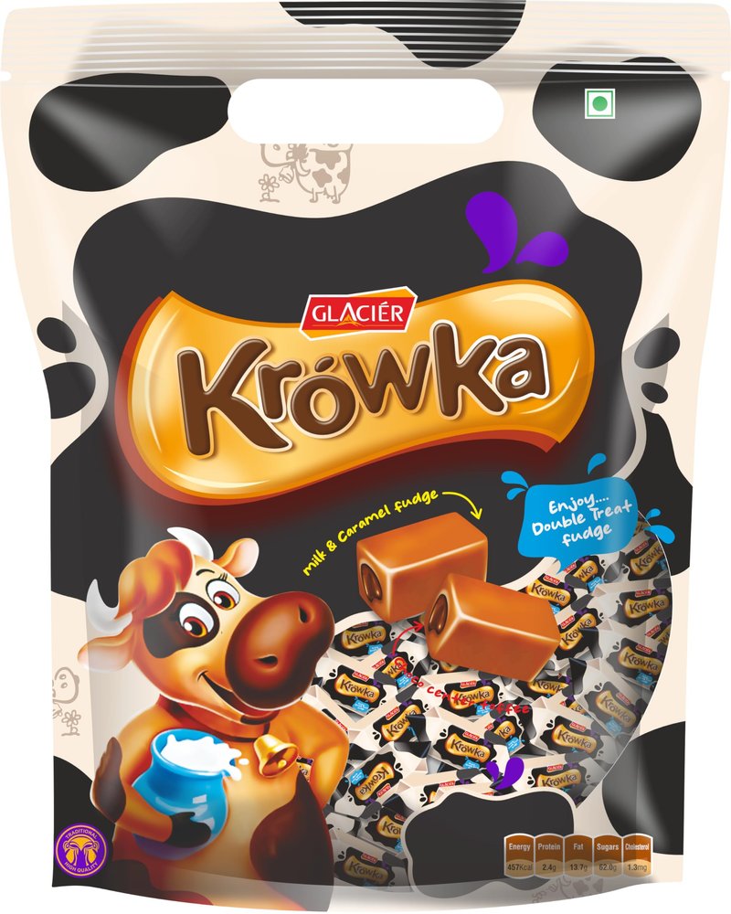 Glacier Krowka Toffee | Milk and Caramel Fudge | Choco Center Toffee | Enjoy Double Treat Fudge | Birthday Party Gift Chocolate | 40pcs / Pack of 1/500 gms