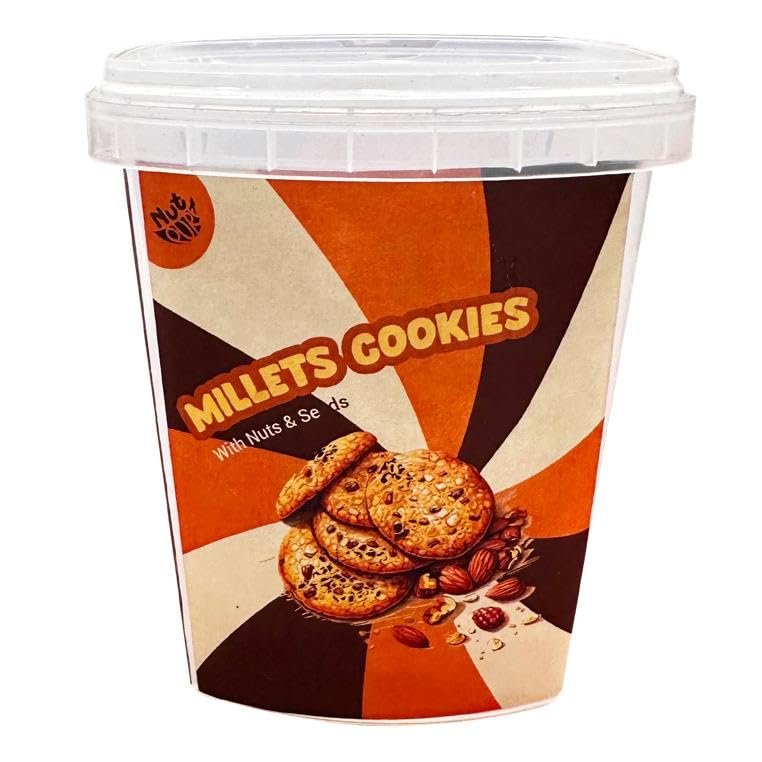 NutPure Millet Cookies- 180gm | 100% Natural Multigrain Cookies | Healthy Ragi Biscuits - Pack of 1
