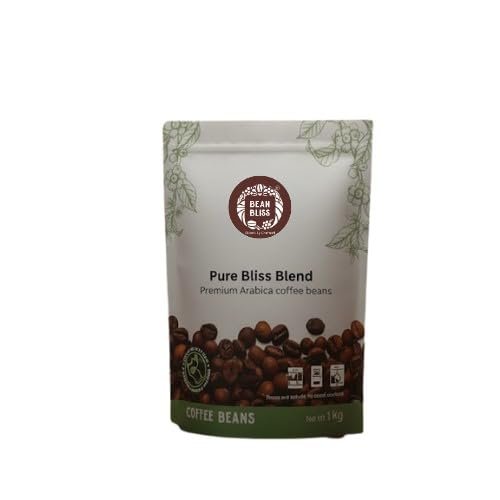 BEAN BLISS Pure Bliss Coffee Beans Blend 100% Arabica AA Grade Premium Whole Roasted Beans Rich Aroma & Flavor Ideal for Espresso & Brew Freshly Packed 1kg Bag