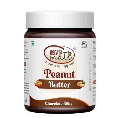 BREAD'SMATE Peanut Butter 400Gm Jar | High Protein | Naturally Gluten Free | Vegan | Trans Fat Free (Chocolate Silky)