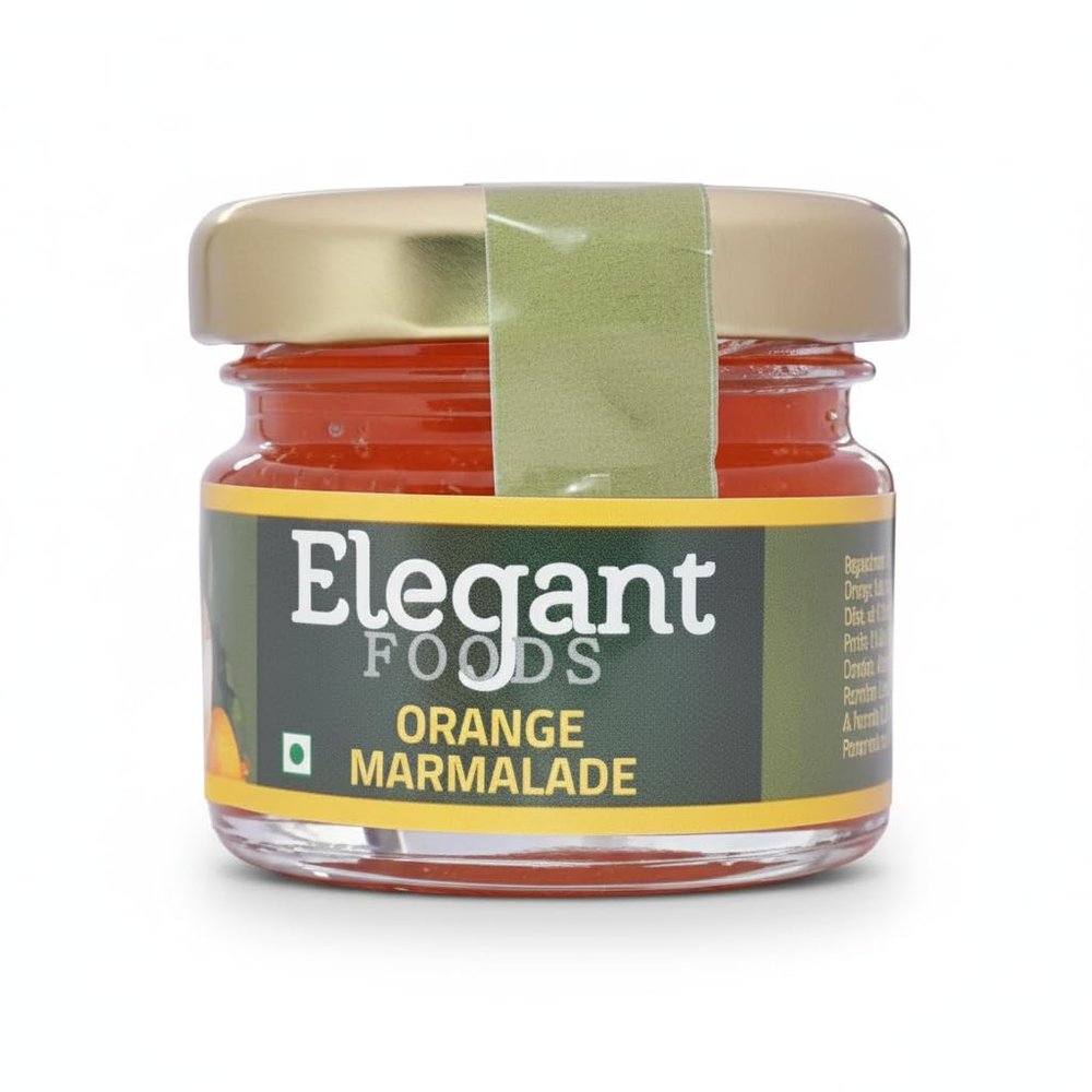 Elegant Tasty Orange Marmalade Jam with Real Fruit Ingredients in Glass Jar (28 Grams | Pack of 25)