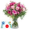 EG2i Mixed 8 Flowers with Glass Vase and 500Gm Blueberry Cake for Birthday | Anniversary | Mother's Day | Same day delivery view 2